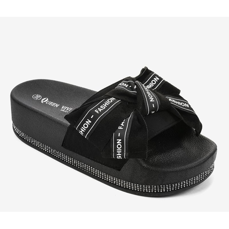 Schwarze lässige Mode Hausschuhe 218-207 1