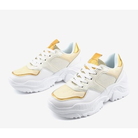 Weiße Sport-Sneaker mit goldenen Einsätzen AB679 1