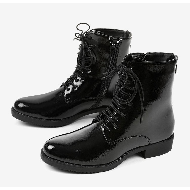 Arbeitsstiefel aus schwarzem Lackleder für Damen A8316 / B 1