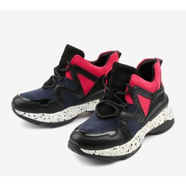 Schwarze Sport-Sneaker aus Öko-Leder-Wildleder Clavelina rot marineblau 1