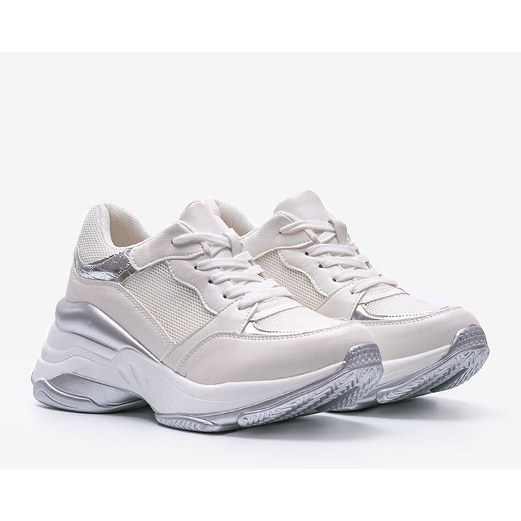Silberne Sneaker mit dicker Lydia-Sohle weiß 1