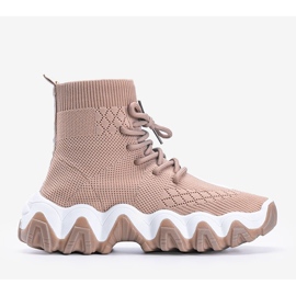 Khakifarbene Sneakers mit Socken von Gisselle beige 1