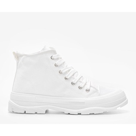 Weiße hohe Sneakers auf dicker Evelin-Sohle 1