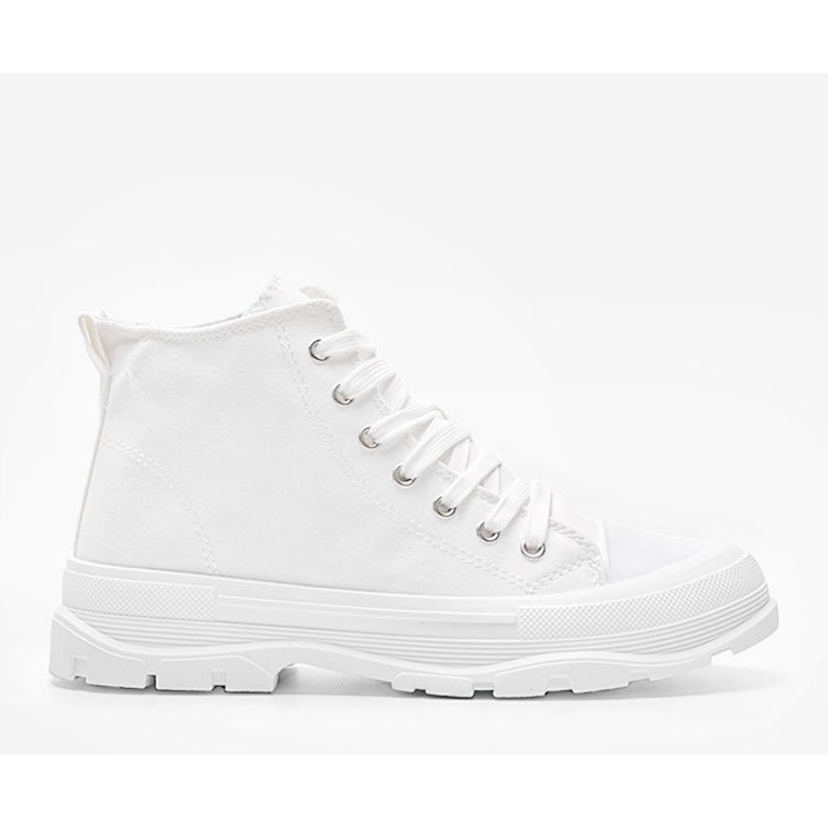 Weiße hohe Sneakers auf dicker Evelin-Sohle 1