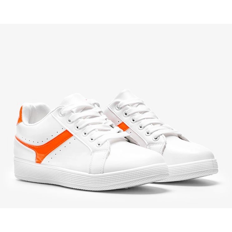 Neon Orange Meadow weiße Sneakers für Damen 1