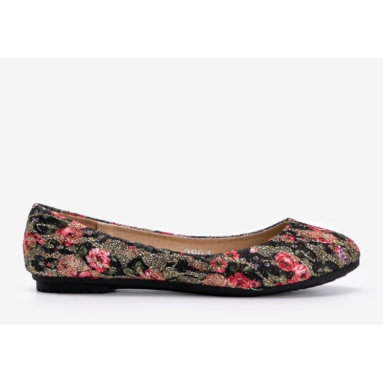Glänzende schwarze Ballerinas mit Blumen Luz 1