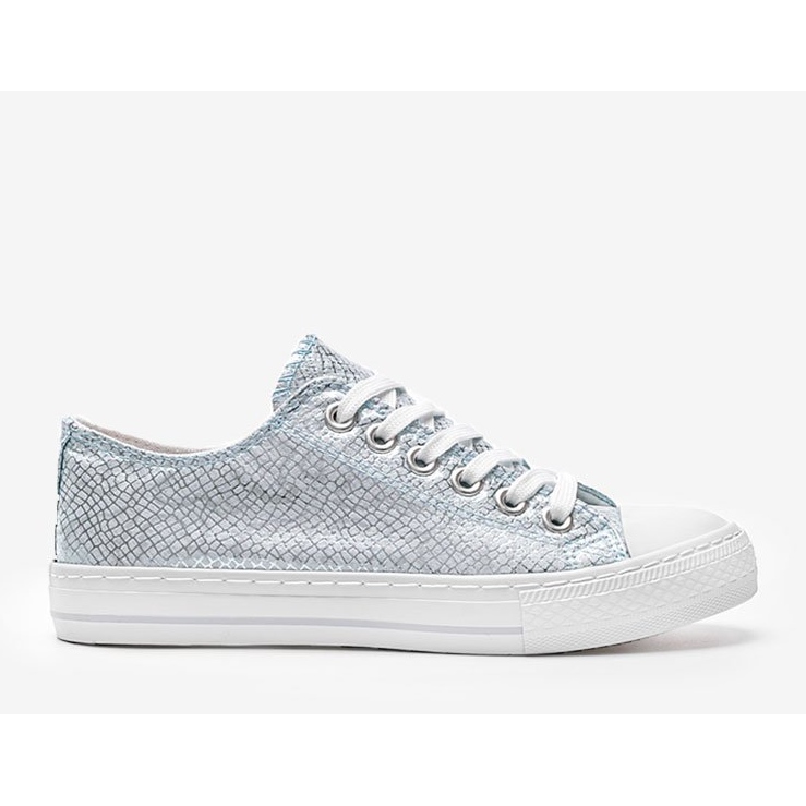 Blaue Sneaker mit metallischem Schlangenhautmuster Melinda 1