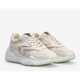 Beige Sneaker mit dicker Sohle mit metallischen Kenna-Details 1