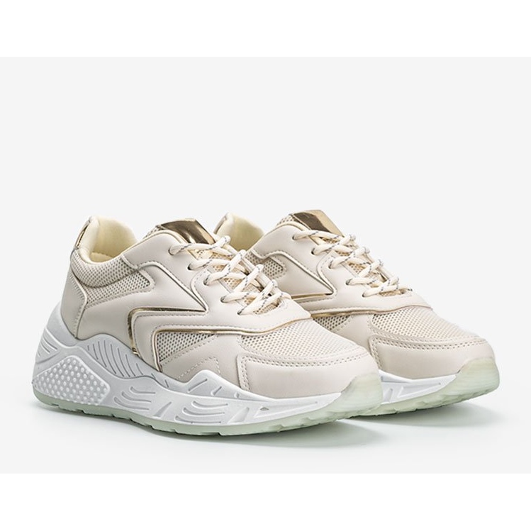 Beige Sneaker mit dicker Sohle mit metallischen Kenna-Details 1