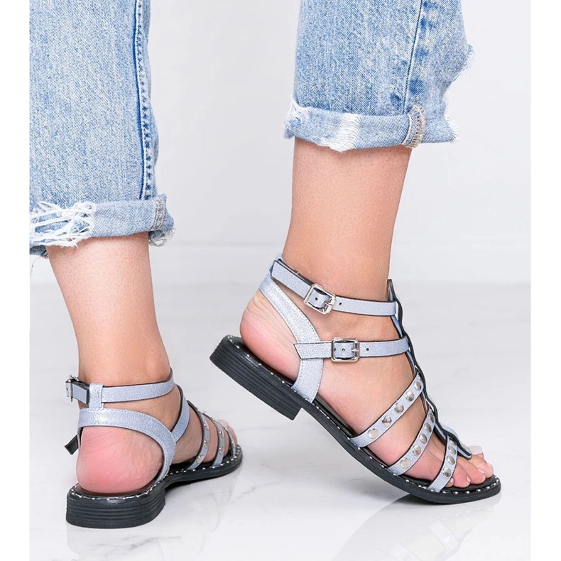 Xana blaue Gladiatorensandalen in Metallic-Optik 2