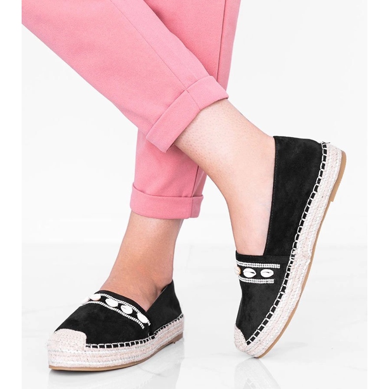 Schwarze Espadrilles mit Sea Side Muscheln 1