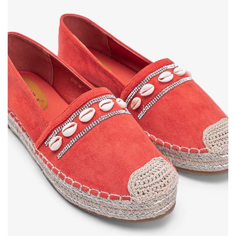 Orangefarbene Espadrilles mit Sea Side Muscheln 1