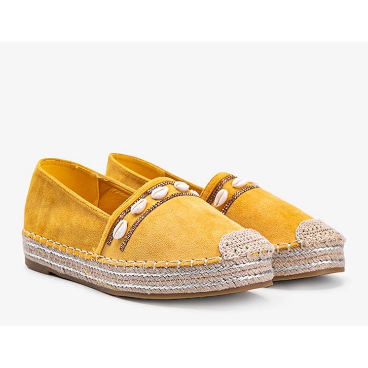 Senffarbene Espadrilles mit Sea Side Muscheln gelb 1