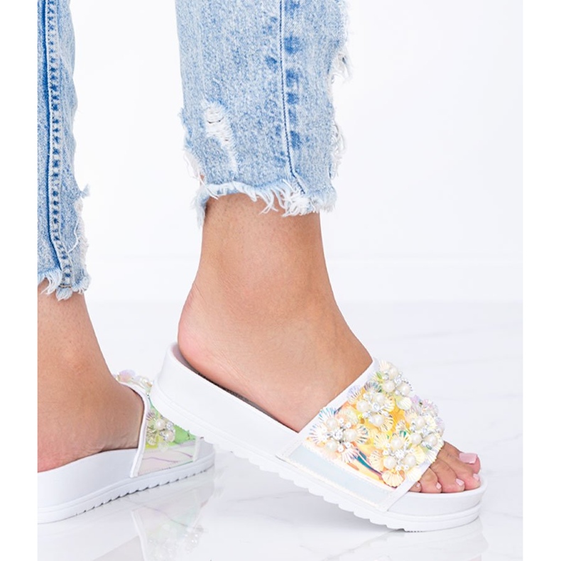 Roma weiße holografische Hausschuhe 1