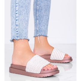 Trisha roségoldene Hausschuhe reich verziert rosa 1