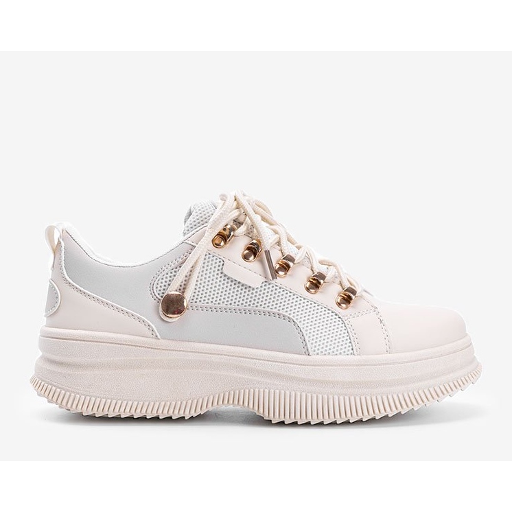 Beige Sneaker mit hoher Tifel-Sohle 1