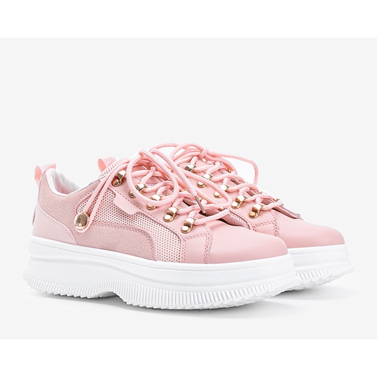 Pinke Sneaker auf hoher Tifel-Sohle rosa 1