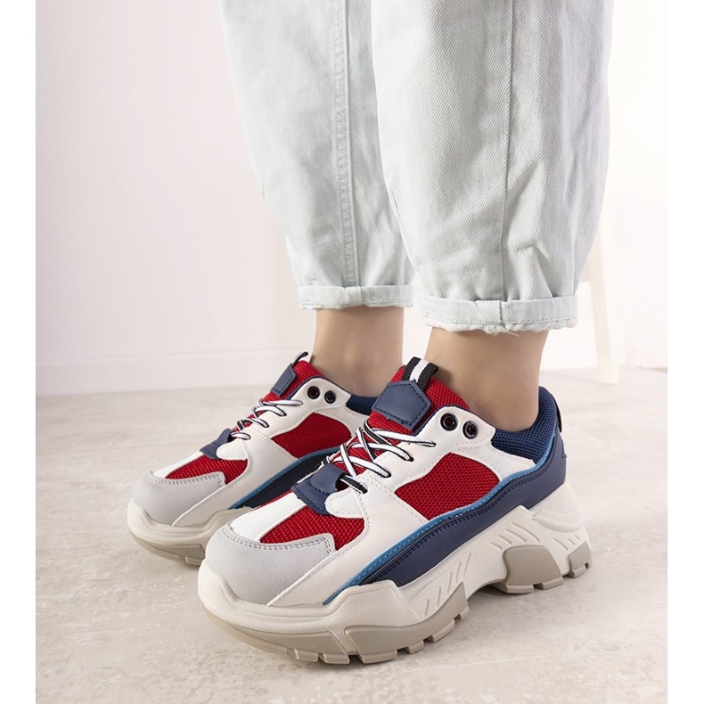 Marineblaue Sneaker auf hoher Omerta-Sohle weiß navy blau 1