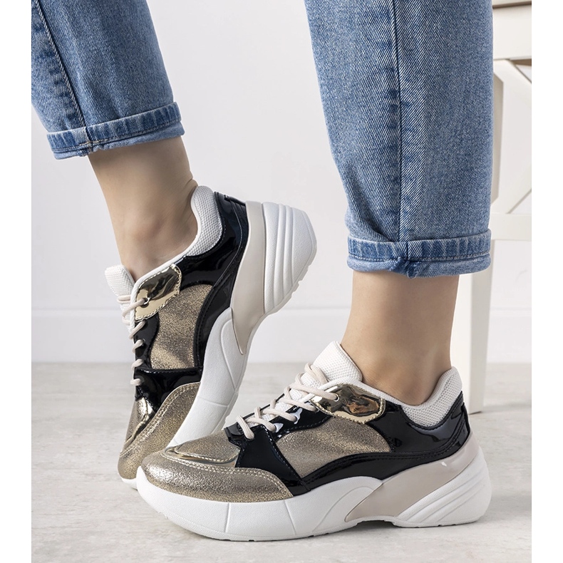 Goldene Sneakers mit hoher Sohle Rude schwarz 1