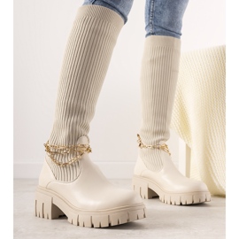 Beige Stiefel mit Sockenoberteil Cheers 2