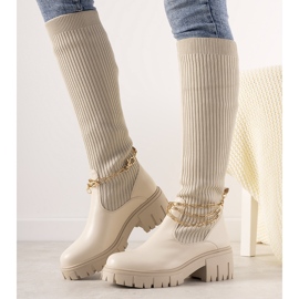 Beige Stiefel mit Sockenoberteil Cheers 1