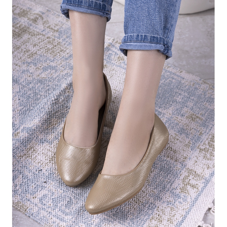 Julie beige glänzende Ballerinas für Damen golden 1