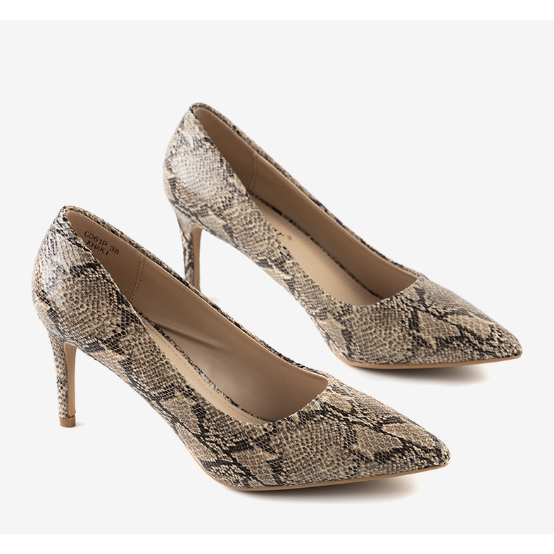 BM Braune Pumps im Schlangenhautmuster Nickle 1