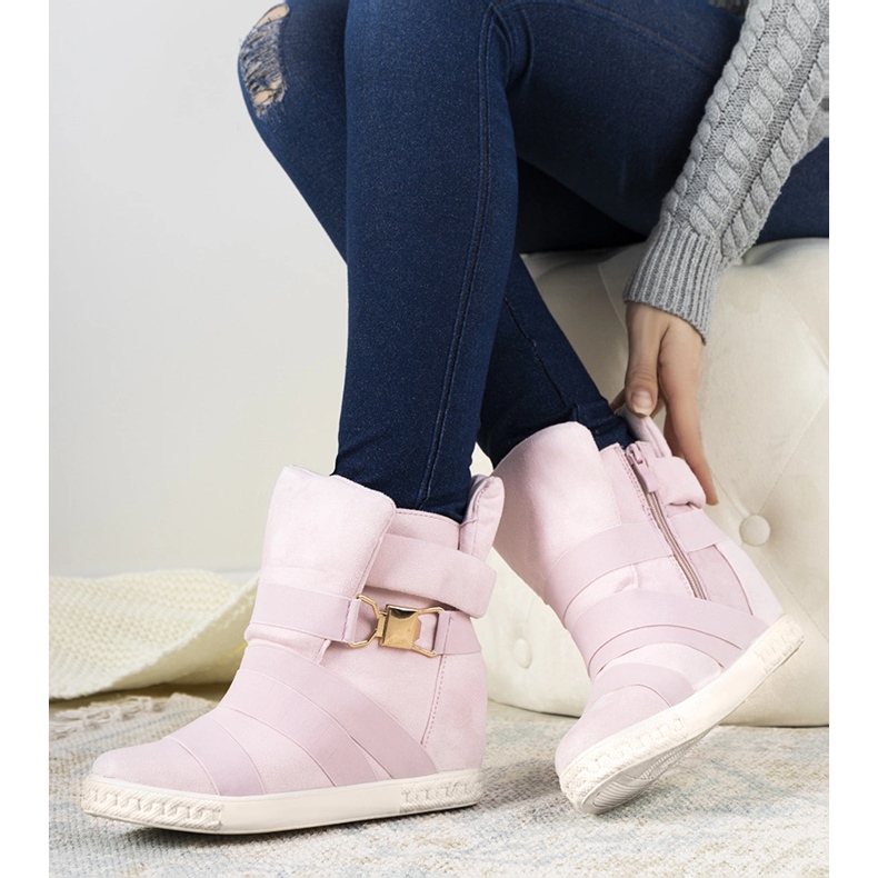 Rosa Sneakers mit Keilabsatz 1