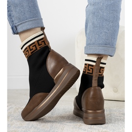 Wanda braune Keilsneaker schwarz 1