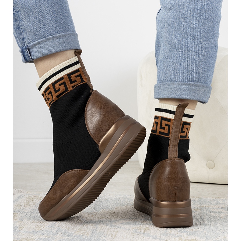 Wanda braune Keilsneaker schwarz 1