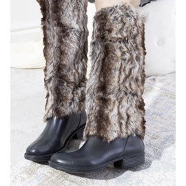 Schwarze Regenstiefel mit Melgar Fell 1