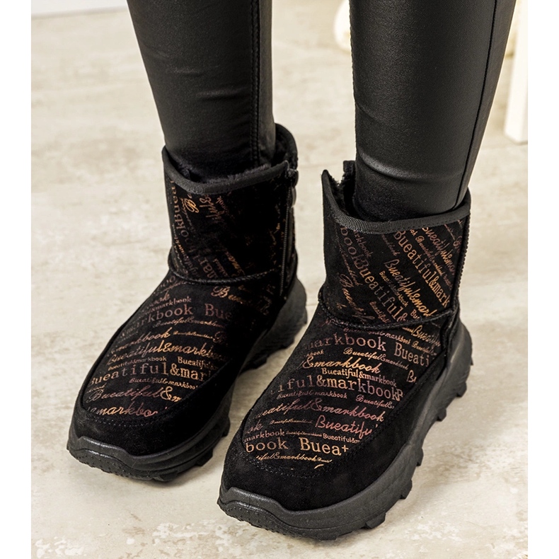 Schwarz-goldene Crescent-Schneestiefel für Damen 1