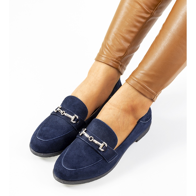 Marineblaue Loafer von Aniria mit flachen Absätzen 1