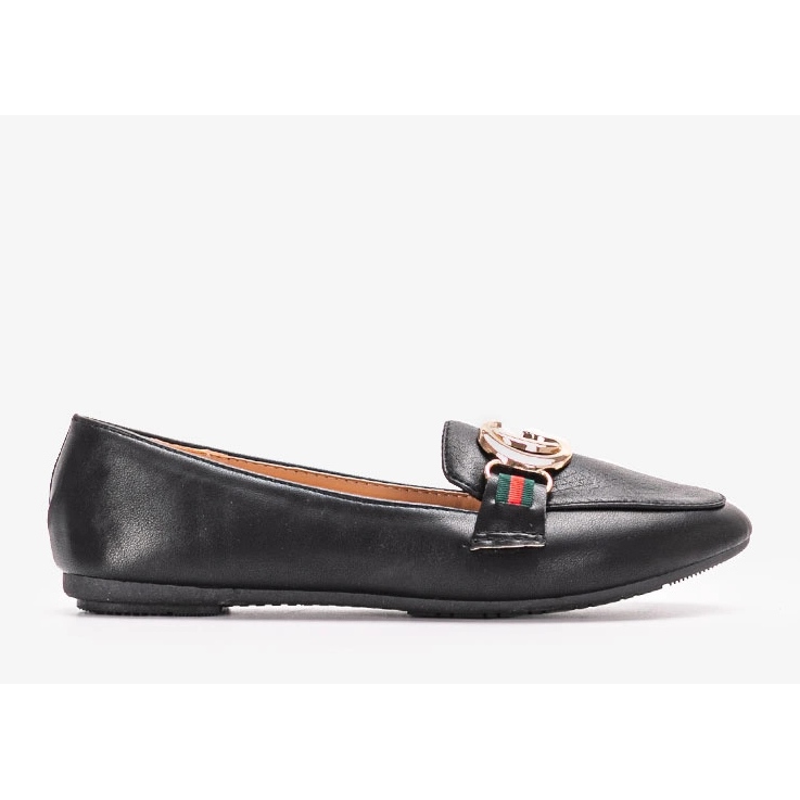 Schwarze Loafer mit goldener Dreyer-Schnalle 1