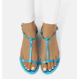 Adelia blaue flache Holo-Sandalen 1