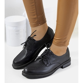 Edda schwarze durchbrochene Oxford-Schuhe 1
