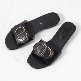 Schwarze Sandalen mit flachem Absatz von Cammeray 1