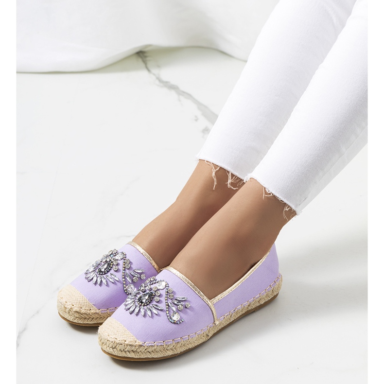 PA1 Violette Espadrilles mit Cubic Zirkonias Block lila 1