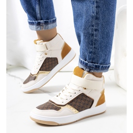 Beige knöchelhohe Sneakers von Emmers weiß braun golden gelb 1