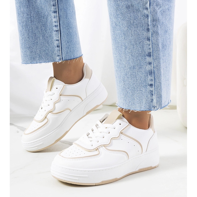 Bieke-Turnschuhe für Damen in Weiß und Beige 1