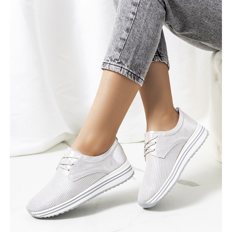 Sneakers Serra aus silbernem Leder 2