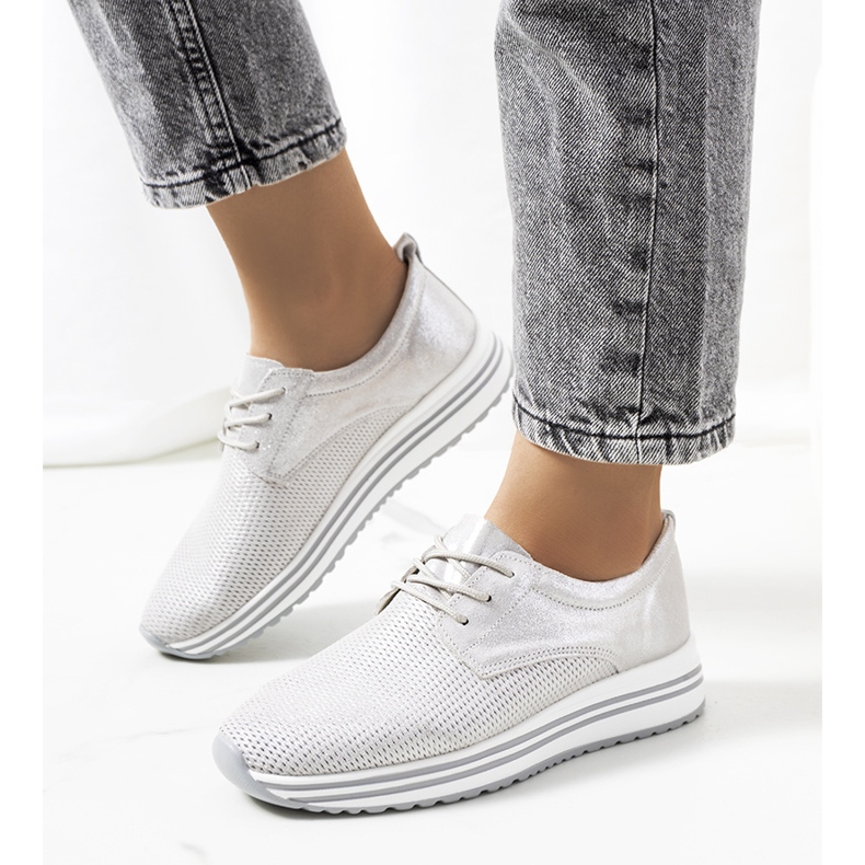 Sneakers Serra aus silbernem Leder 1