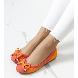Orangefarbene Ballerinas mit Eske-Schleife rot 1
