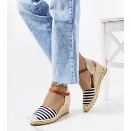 Marineblaue Espadrilles auf dem Garvan Wedge beige navy blau 1