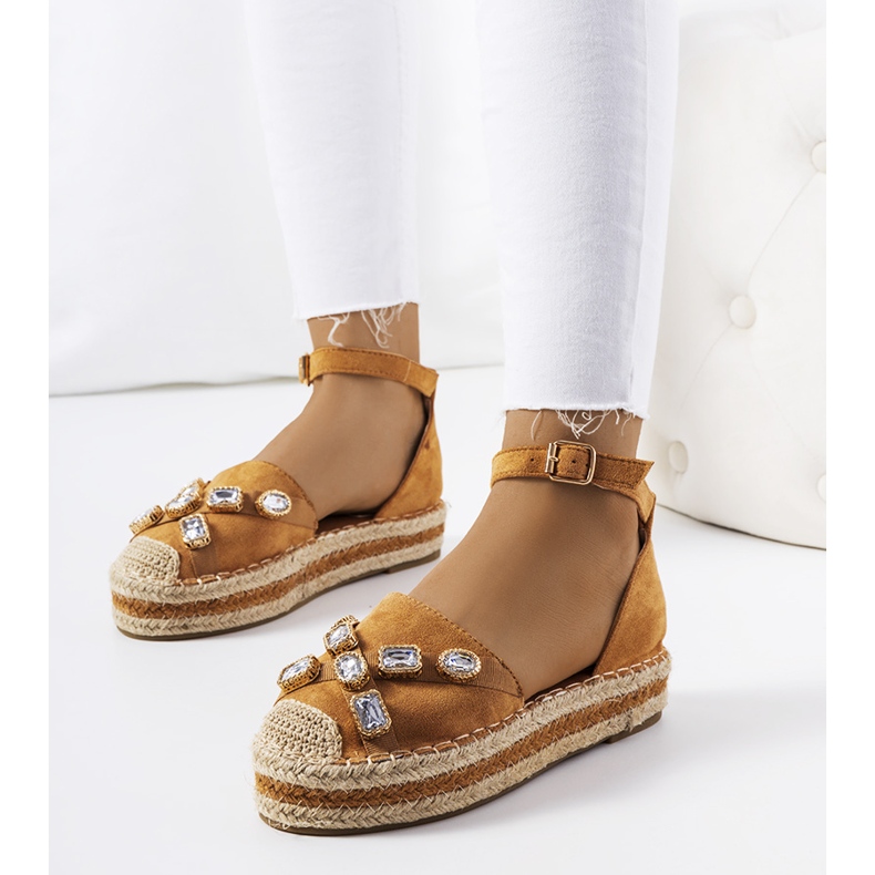 Braune Espadrilles mit Taimi Zirkonia 1