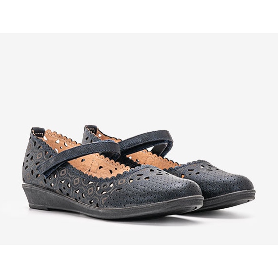 Cardosa Kinder-Ballerinas in Marineblau mit Lochmuster 2