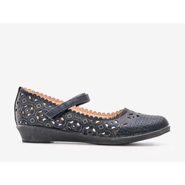 Cardosa Kinder-Ballerinas in Marineblau mit Lochmuster 1