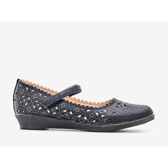 Cardosa Kinder-Ballerinas in Marineblau mit Lochmuster 1