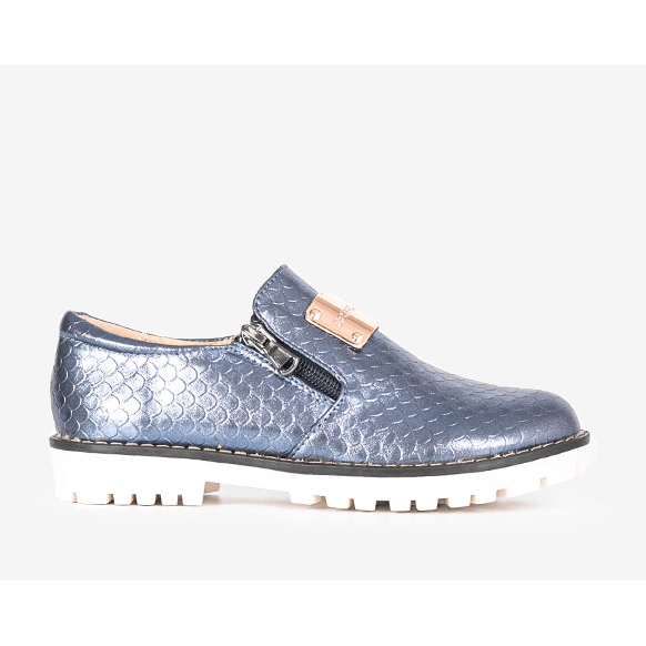 Kinder Virton blaue Metallic-Brogues 1