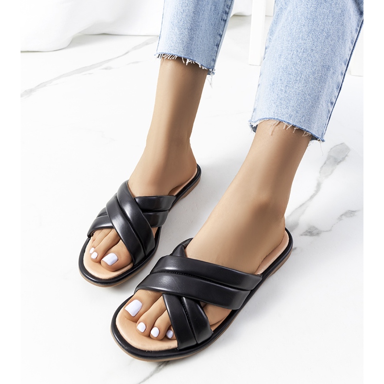 Schwarze Thines-Hausschuhe für Damen 1